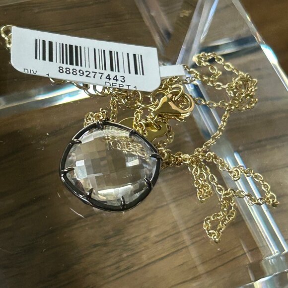 Rarities Carol Brodie Gold-Plated CRYSTAL QUARTZ Drop Necklace NWT - Picture 2 of 8